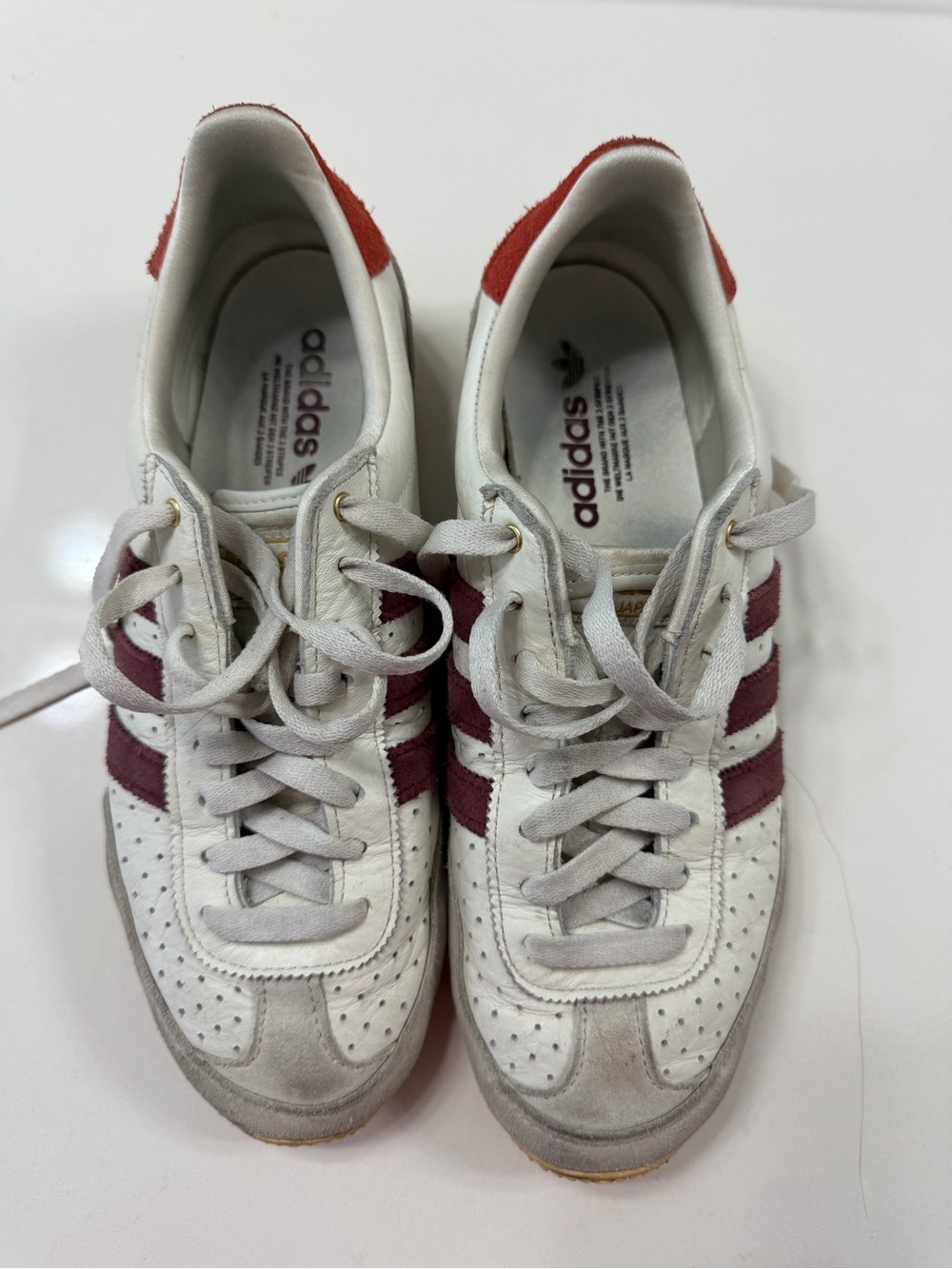 Adidas Japan White Sneakers with Burgundy Stripes